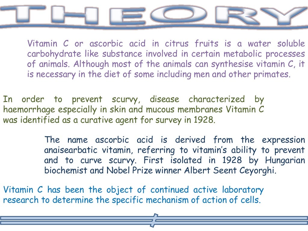 Analysis of vitamin c (ascorbic acid) in citrus fruits