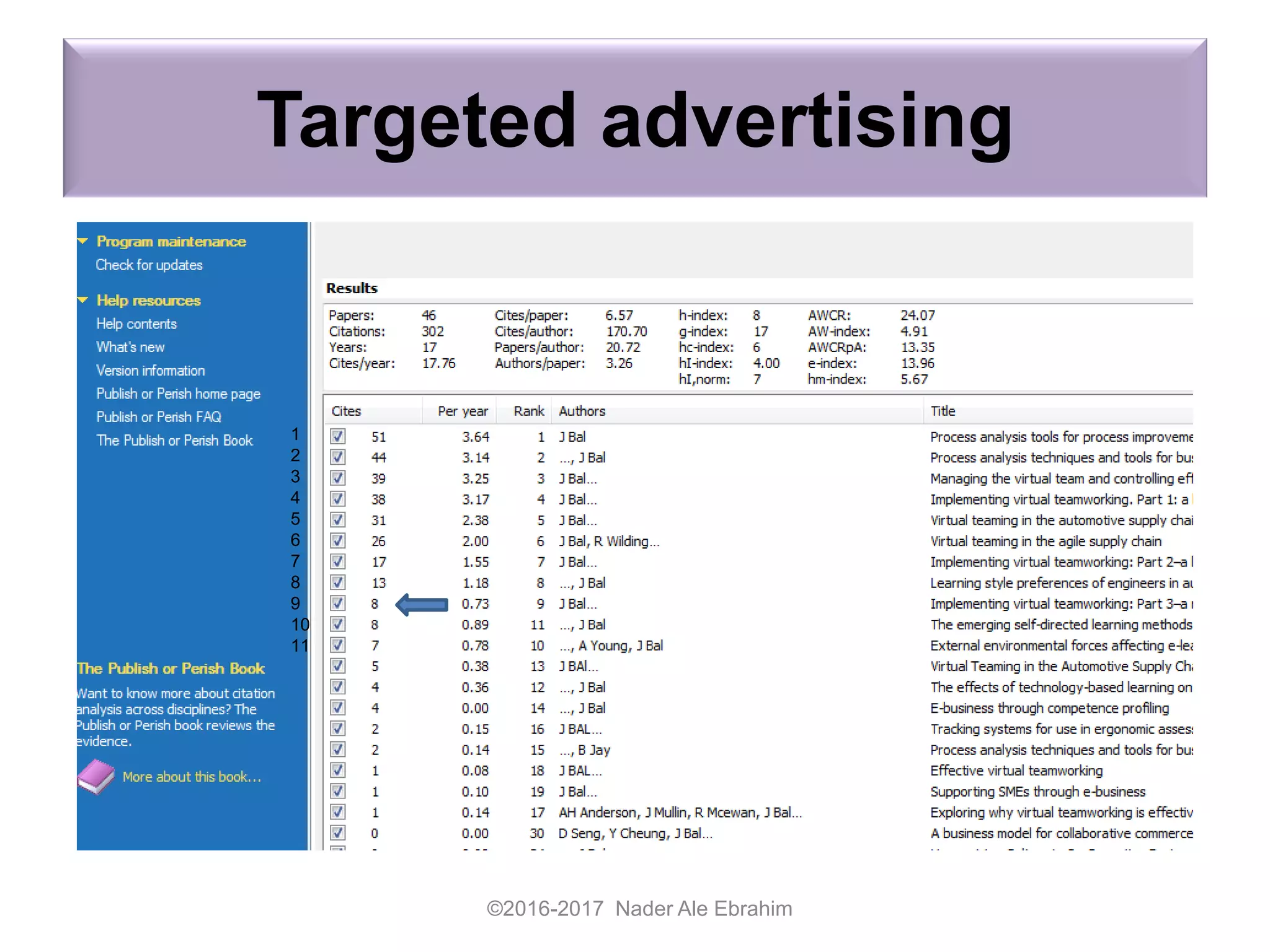 Targeted advertising
©2016-2017 Nader Ale Ebrahim
1
2
3
4
5
6
7
8
9
10
11
 