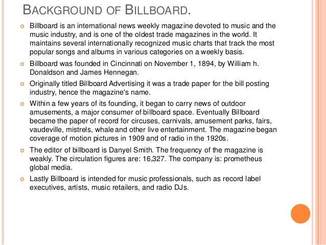 Analysis of billboard magazine cover
