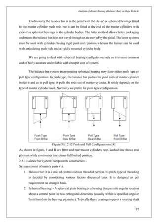 Analysis of Brake Biasing (Balance Bar) on BAJA (ATV) vehicle | PDF