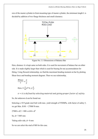 Analysis of Brake Biasing (Balance Bar) on BAJA (ATV) vehicle | PDF