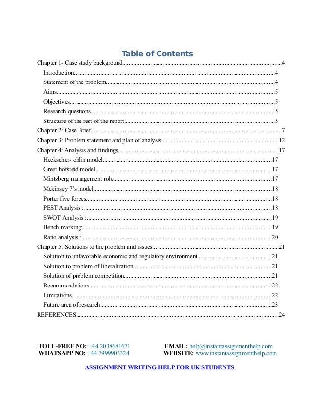 Table of contents empirical study Table of contents empirical study