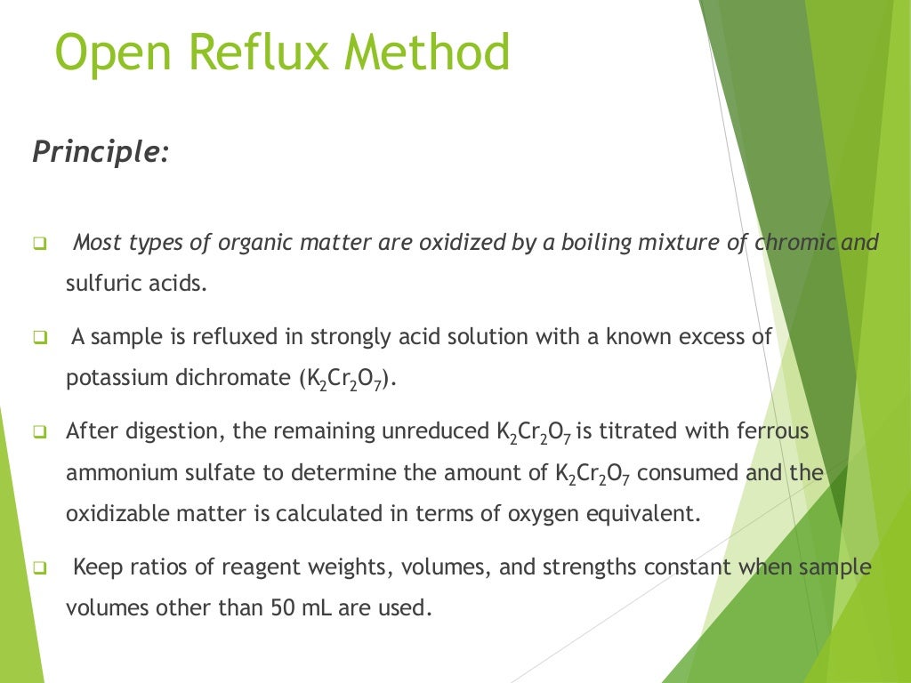 chemical oxygen demand analysis using APHA manual