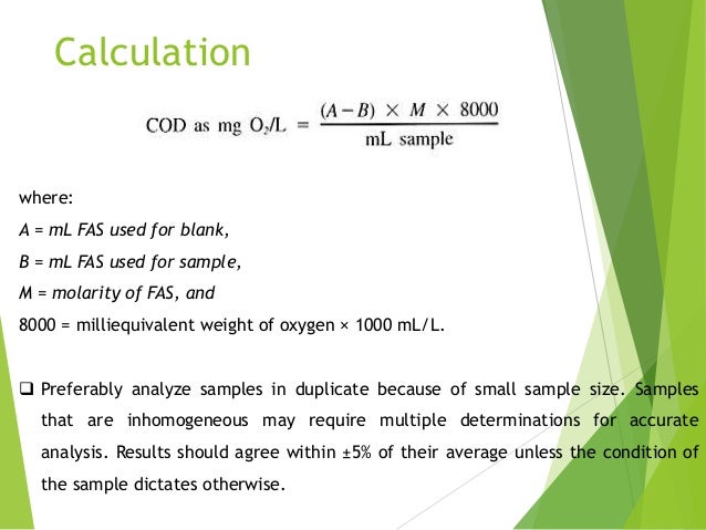 Chemical oxygen demand -analysis using APHA manual