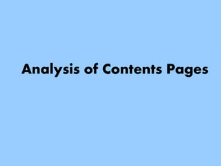Analysis of Contents Pages
 