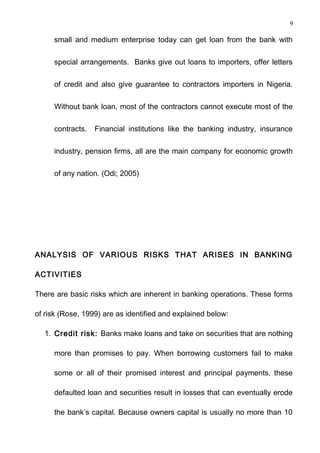 Analysis of credit risks and loan recovery strategies in nig | DOC