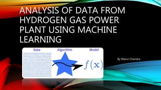 ANALYSIS OF DATA FROM
HYDROGEN GAS POWER
PLANT USING MACHINE
LEARNING
By Manvi Chandra
 