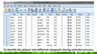 To identify the players into different categories during selection process.
 