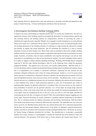 Analysis of electromagnetic (em) radiation shielding and decay chain ...