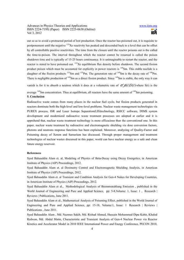 Analysis of (em) radiation shielding and decay chain