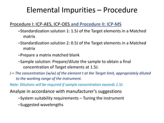 Analysis of elemental impurities in API | PPTX