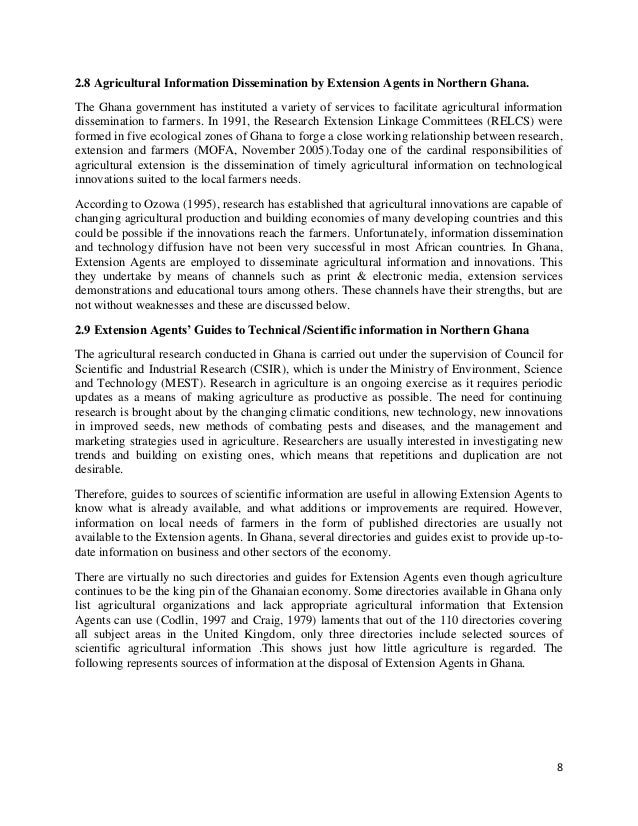 Analysis of extension agents in ghana