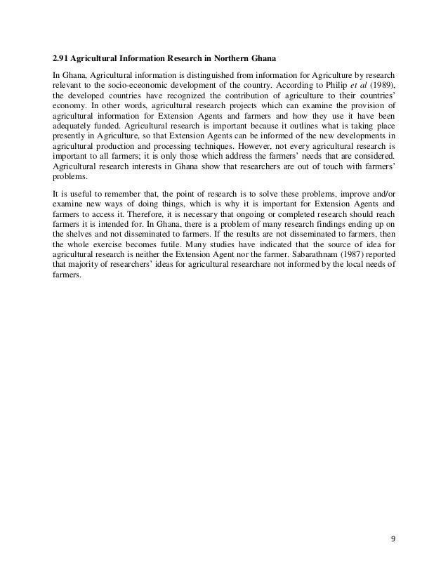 Analysis of extension agents in ghana