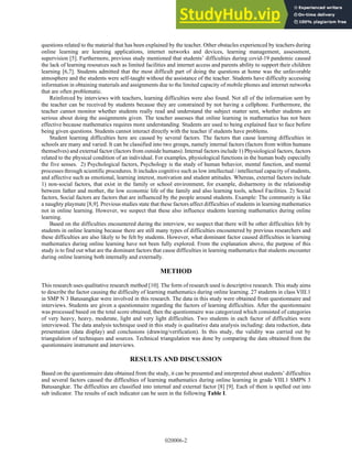 Analysis Of Factors Affecting Difficulties In Learning Mathematics ...