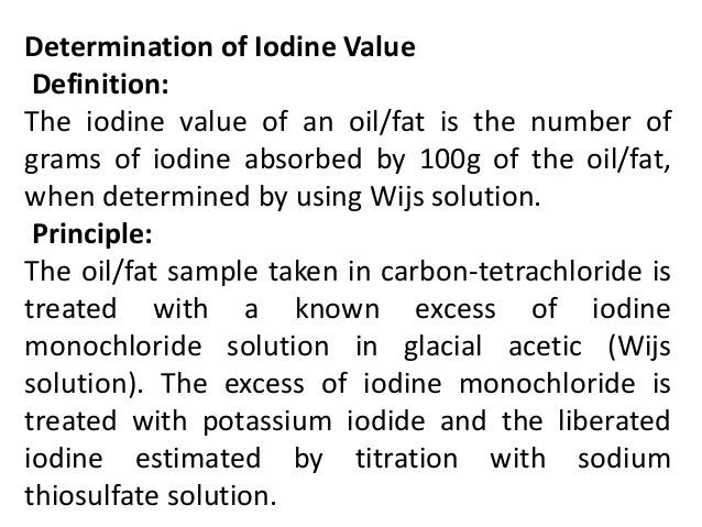 Oil Iodine Value Chart