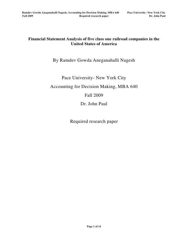 Analysis Of Financial Statements