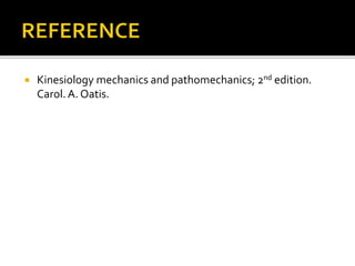  Kinesiology mechanics and pathomechanics; 2nd edition.
Carol.A. Oatis.