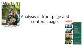 Analysis of front page and
contents page.
 