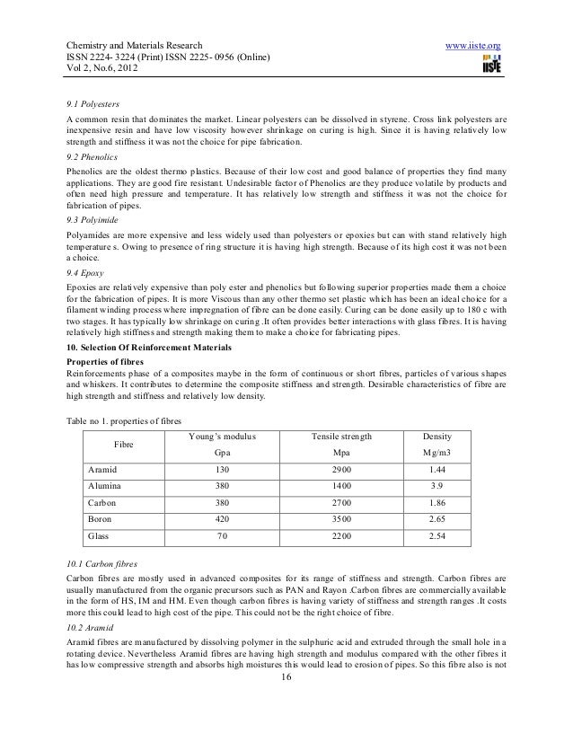 Analysis of gre pipes with epoxy resin composite material and materia…