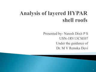 Presented by- Naresh Dixit P S
USN-1RV13CSE07
Under the guidance of
Dr. M V Renuka Devi
1
 