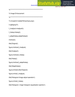ANALYSIS OF IMAGE ENHANCEMENT TECHNIQUES USING MATLAB | PDF