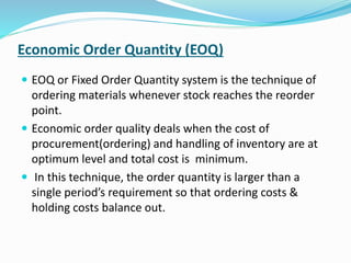 Eoq Balance Analysis of invetory control techniques | PPTX