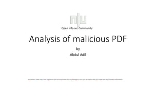 Analysis of malicious pdf | PPTX