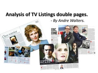 Analysis of TV Listings double pages.
- By Andre Walters.

 
