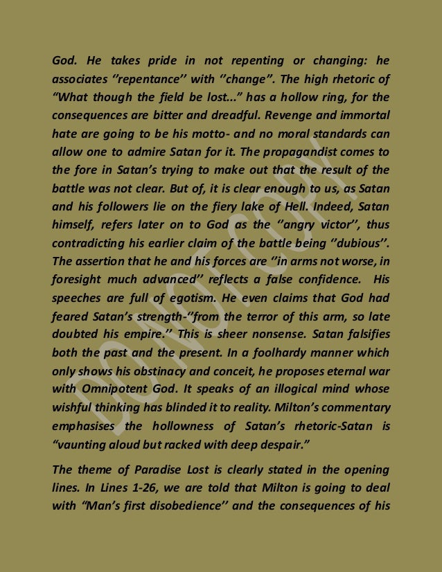 Paradise Lost Analysis Paradise Lost Analysis