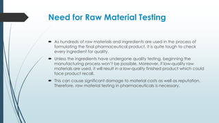 Analysis of raw materials