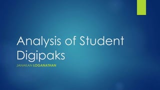 Analysis of Student
Digipaks
JANAKAN LOGANATHAN
 