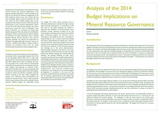 Analysis of the 2014 budget implications on mineral resource governance