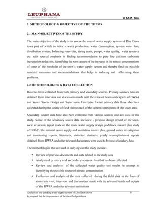 Analysis of the drinking water supply system of dire dawa town ...