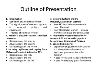 Analysis of the first past -the-post electoral system | PPTX