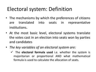Analysis of the first past -the-post electoral system | PPTX