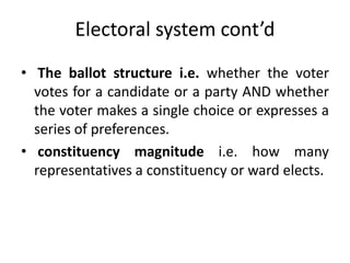 Analysis of the first past -the-post electoral system | PPTX