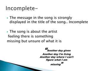 Analysis of the lyrics - incomplete | PPTX