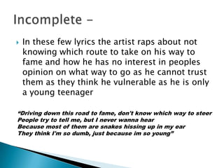 Analysis of the lyrics - incomplete | PPTX
