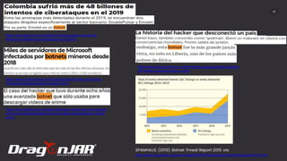 20
https://www.eje21.com.co/2020/03/colombia-sufrio-mas-de-48-
billones-de-intentos-de-ciberataques-en-el-2019/
https://www.elfinanciero.com.mx/bloomberg-businessweek/la-historia-
del-hacker-que-desconecto-un-pais
https://www.xataka.com.mx/seguridad/caso-hacker-que-tuvo-durante-
ocho-anos-avanzada-botnet-que-solo-usaba-para-descargar-videos-
anime
https://www.criptonoticias.com/seguridad-bitcoin/miles-servidores-
microsoft-infectados-botnets-mineros-2018/
SPAMHAUS. (2019). Botnet Threat Report 2019. via
https://www.spamhaus.org/news/images/full-2019/spamhaus-botnet-threat-report-2019.pdf
 