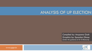 ANALYSIS OF UP ELECTION
Compiled by: Anupama Gosh
Graphics by: Spandan Ghose
(Under the guidance of Dr D Dhanuraj)
www.cppr.in
 