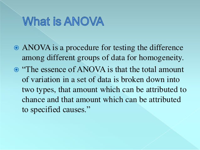 Analysis Of Variance Anova