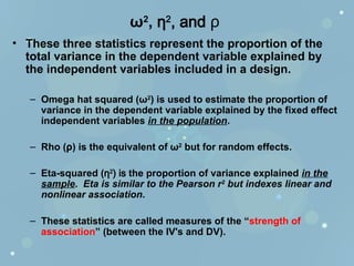 Explained Variance R2 Stactistics: Analysis of Variance Part I | PPT