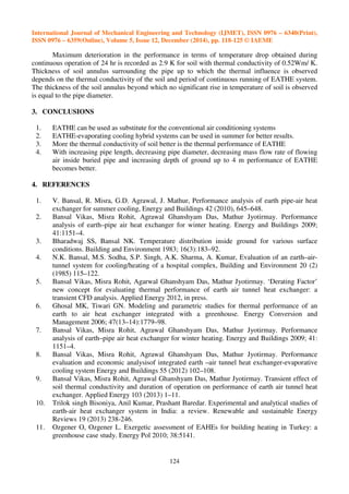 Analysis of various designing parameters for earth air tunnel heat ...