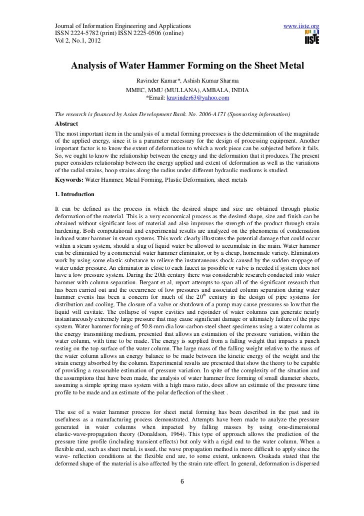 analysis of water hammer forming on the sheet metal 2 hammerforming details in sheet metal