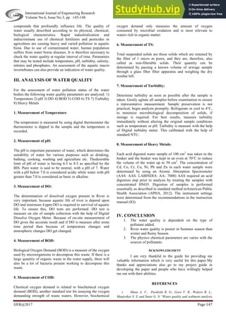Analysis Of Water Quality Parameters A Review | PDF