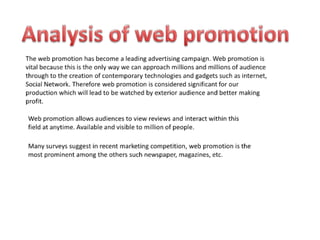 Analysis of web promotion