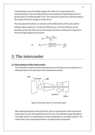 Intercooled Compression Analysis of work cycle of intercooled turbofan engine | PDF