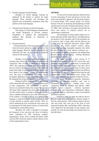 Analysis On Cohesive Devices Errors In EFL University Students ...