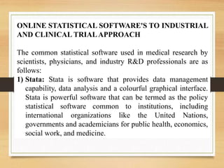 Comprehensive Overview of Online Statistical Software for Medical and ...