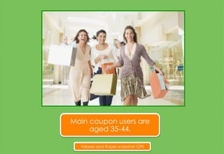 Main coupon users are
aged 35-44.
Valassis and Roper snapshot GFK
 